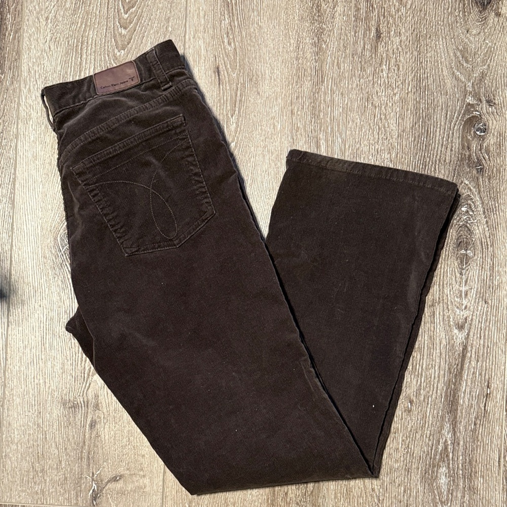 Calvin Klein Dark Brown Corduroy Flare Pants